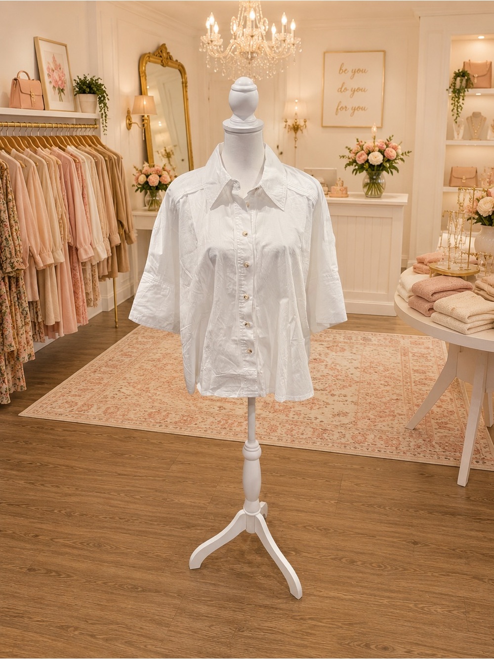 We The Free Free People White Cotton Button Front Top Size Medium NWT $108